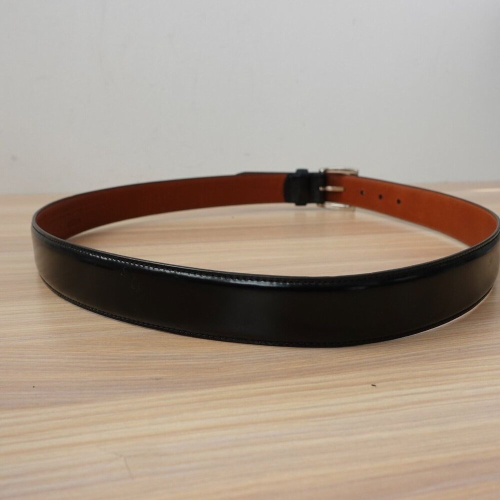 COACH Belt Mens 36 90 Black Leather Italian Dress Formal Work Solid Brass Medium - Picture 8 of 12